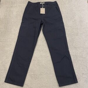 NWT Everlane Herringbone Refined Cargo Pants Mens 31x31 Navy Organic Cotton